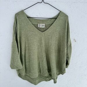 Anthropologie Sage Green V-Neck Blouse